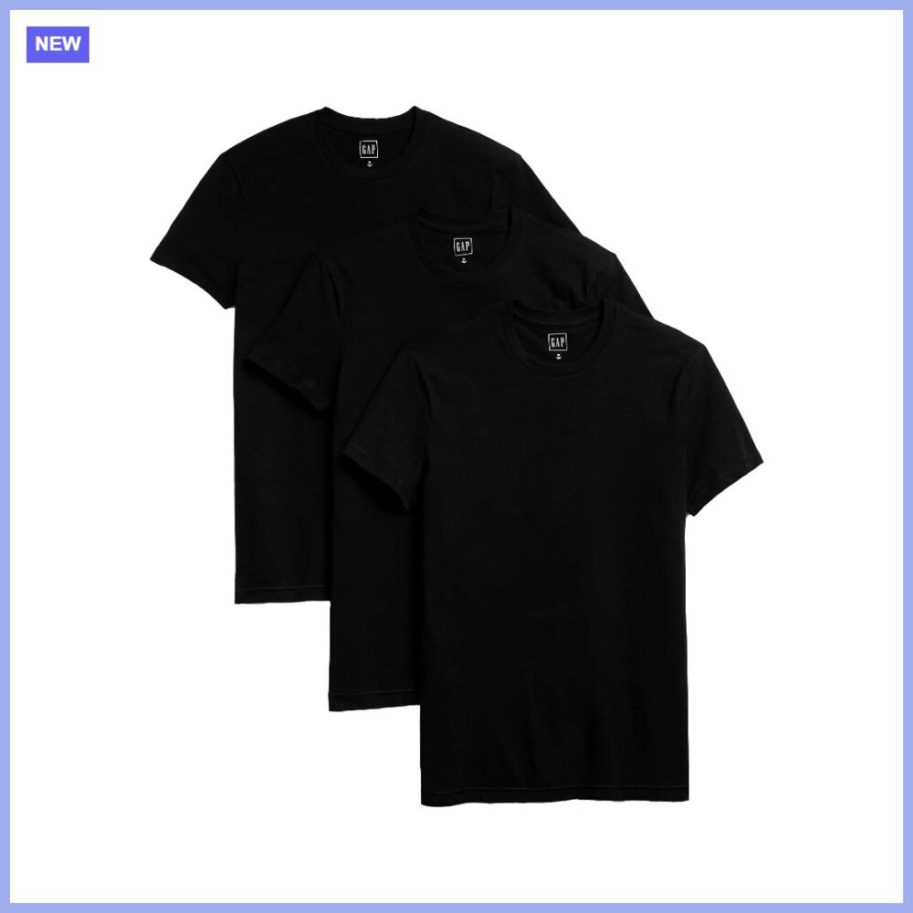 Soft Cotton Jersey Crew Neck T-Shirt 3-Pack Slim Straight Fit